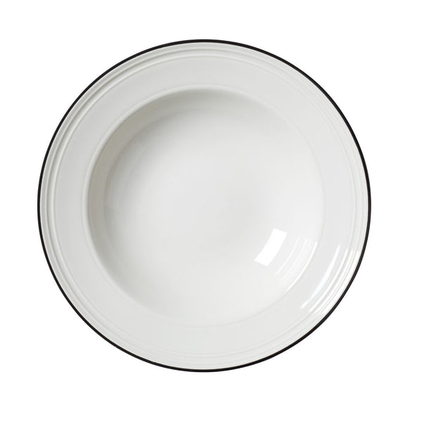 Utopia | Tableware | Bead Black Band Soup/Pasta Plate 24cm (9 1/2") | Bespoke77