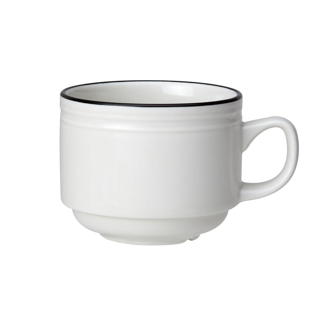 Utopia | Tableware | Bead Black Band Stacking Cup 20cl (7oz) | Bespoke77