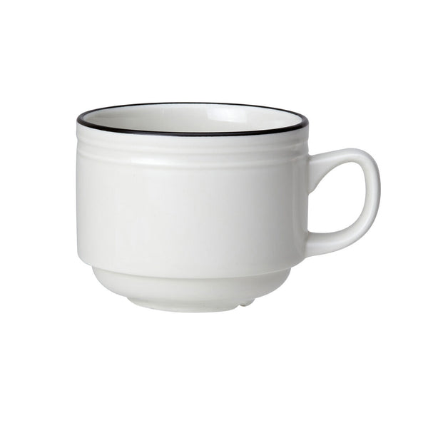 Utopia | Tableware | Bead Black Band Stacking Cup 20cl (7oz) | Bespoke77