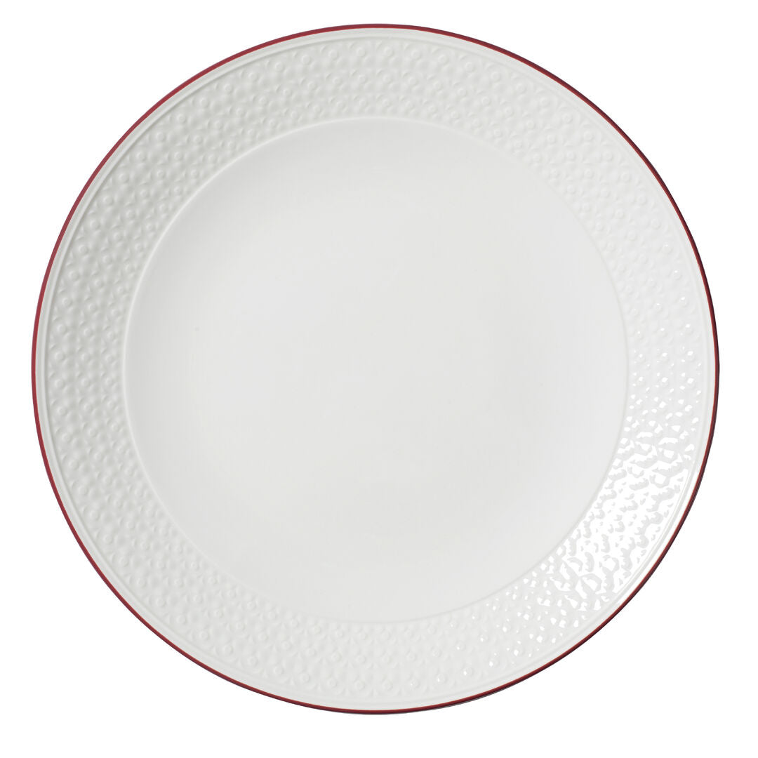 Utopia | Tableware | Bead Maroon Band Accent Coupe Plate 28.5cm (11 1/4") | Bespoke77