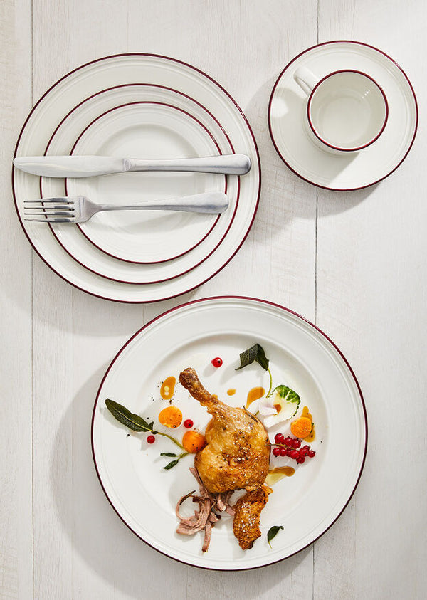 Utopia | Tableware | Bead Maroon Band Accent Coupe Plate 28.5cm (11 1/4") | Bespoke77