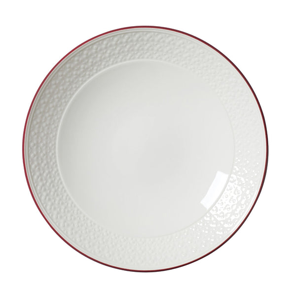 Utopia | Tableware | Bead Maroon Band Accent Coupe Bowl 25.25cm 120.25cl (10" 42 3/10oz) | Bespoke77
