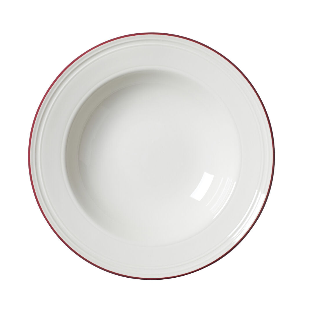 Utopia | Tableware | Bead Maroon Band Soup/Pasta Plate 24cm (9 1/2") | Bespoke77
