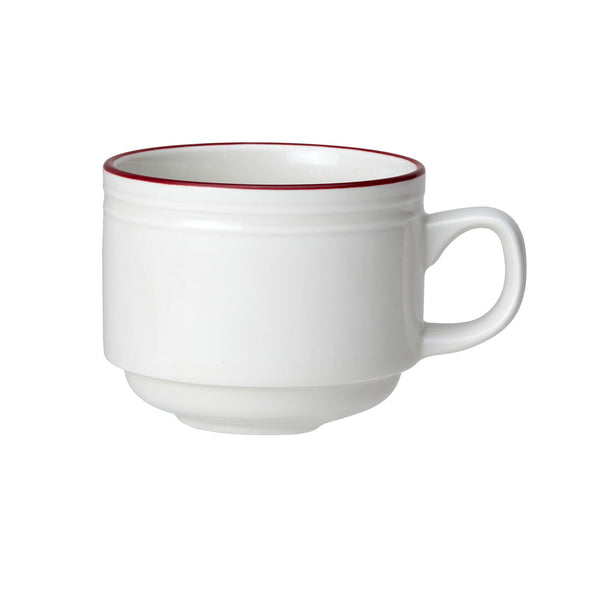 Utopia | Tableware | Bead Maroon Band Stacking Cup 20cl (7oz) | Bespoke77