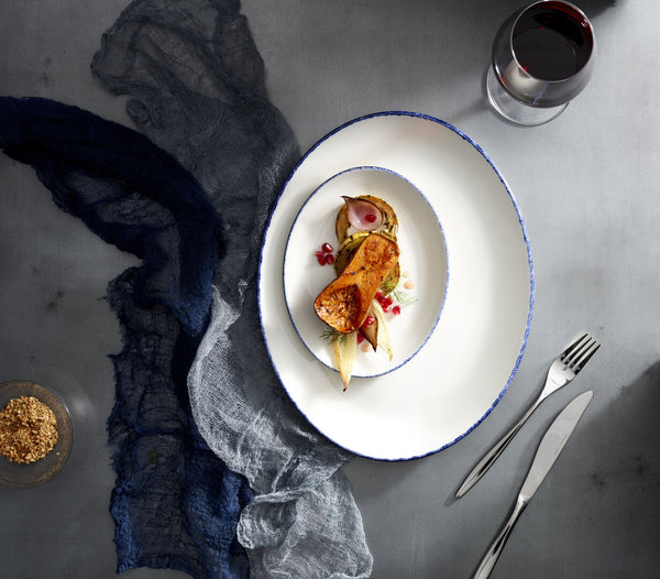 Utopia | Tableware | Blue Dapple Coupe Plate 20.25cm (8") | Bespoke77