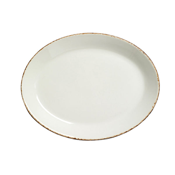 Utopia | Tableware | Brown Dapple Oval Coupe Plate 28cm (11") | Bespoke77