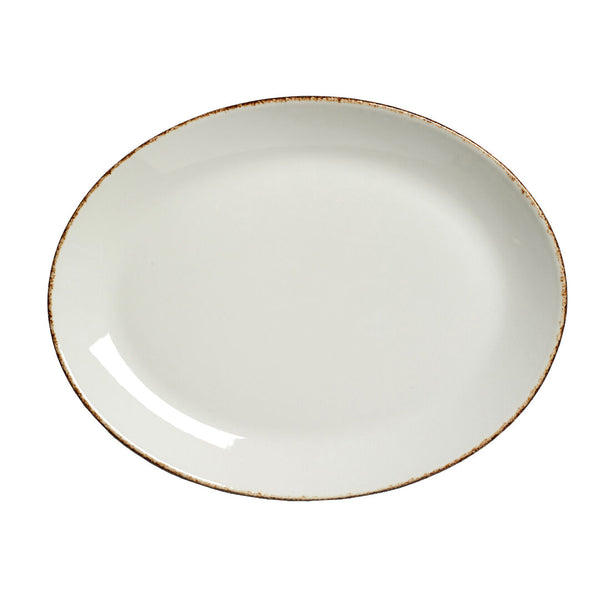 Utopia | Tableware | Brown Dapple Oval Coupe Plate 30.5cm (12") | Bespoke77