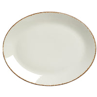 Utopia | Tableware | Brown Dapple Oval Coupe Plate 34.25cm (13 1/2") | Bespoke77