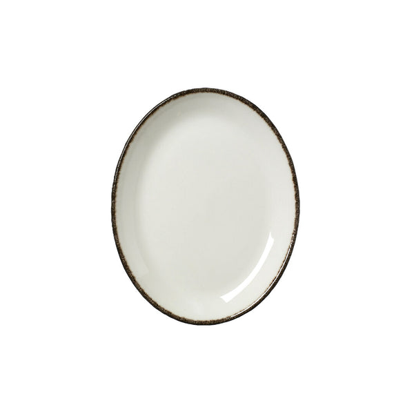 Utopia | Tableware | Charcoal Dapple Oval Coupe Plate 20.25cm (8") | Bespoke77