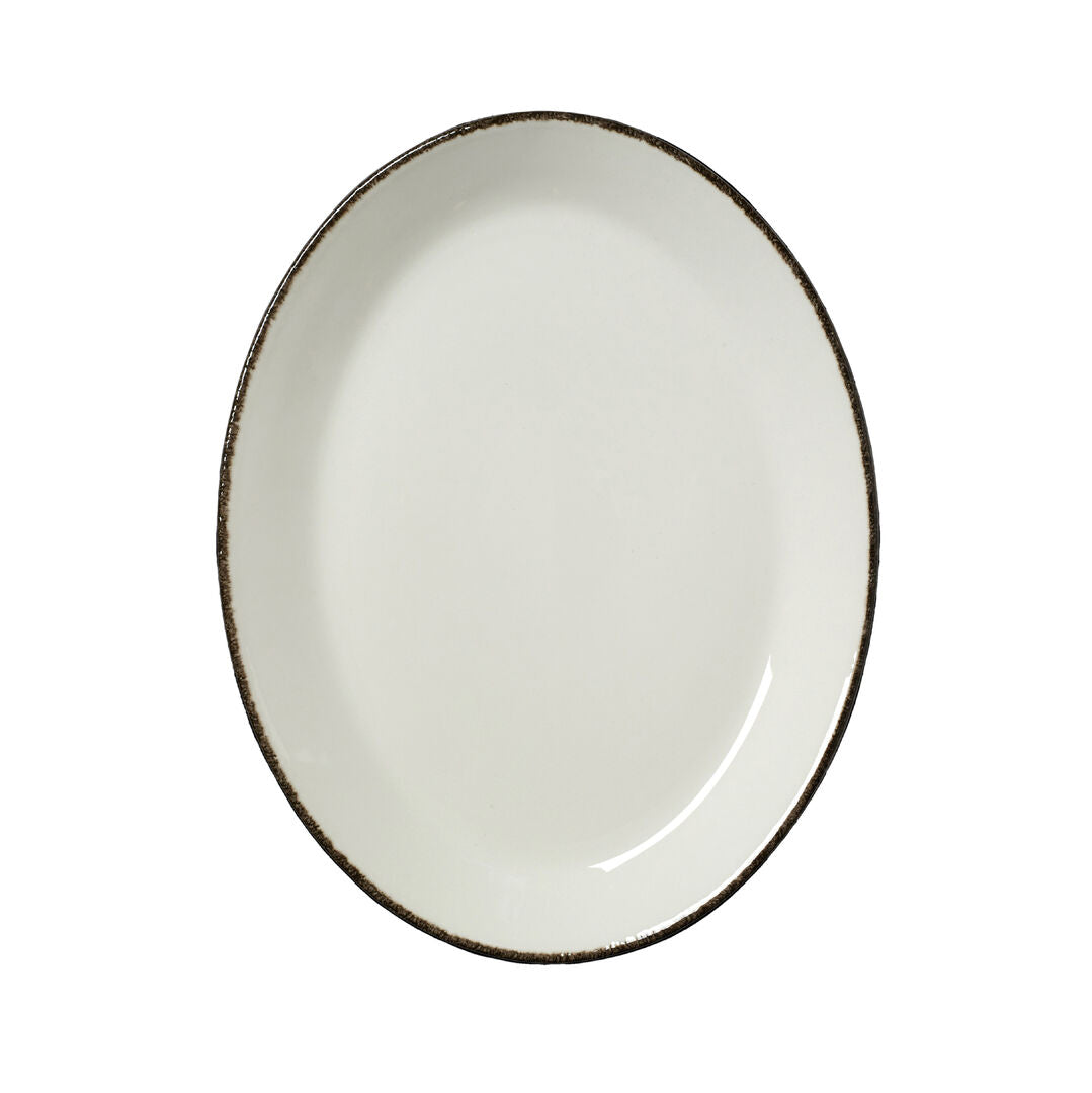 Utopia | Tableware | Charcoal Dapple Oval Coupe Plate 28cm (11") | Bespoke77