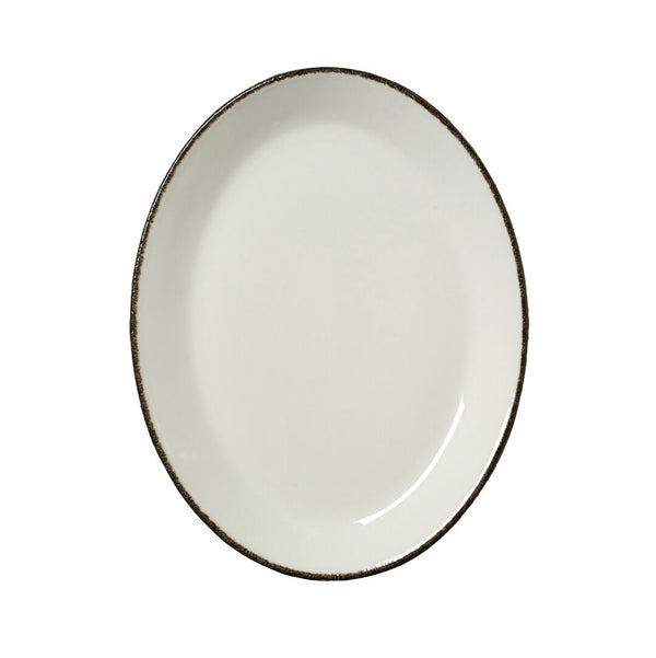 Utopia | Tableware | Charcoal Dapple Oval Coupe Plate 28cm (11") | Bespoke77