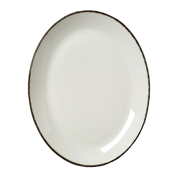 Utopia | Tableware | Charcoal Dapple Oval Coupe Plate 30.5cm (12") | Bespoke77