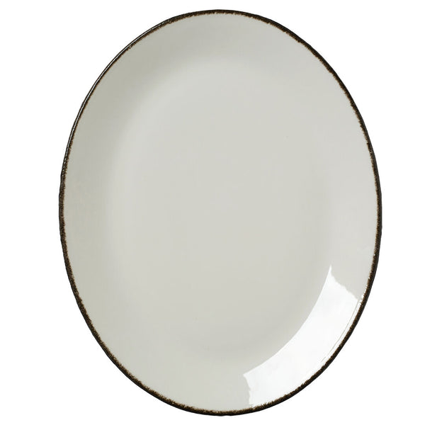 Utopia | Tableware | Charcoal Dapple Oval Coupe Plate 34.25cm (13 1/2") | Bespoke77
