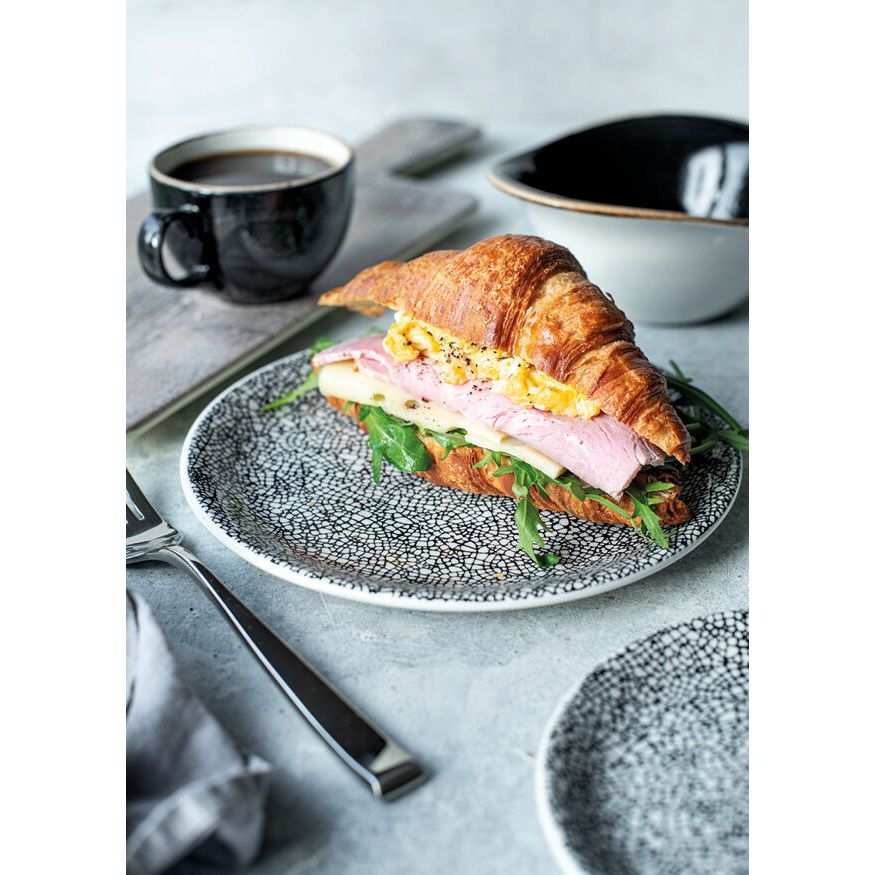 Utopia | Tableware | Ink Crackle Black Coupe Plate 30cm (11 3/4") | Bespoke77