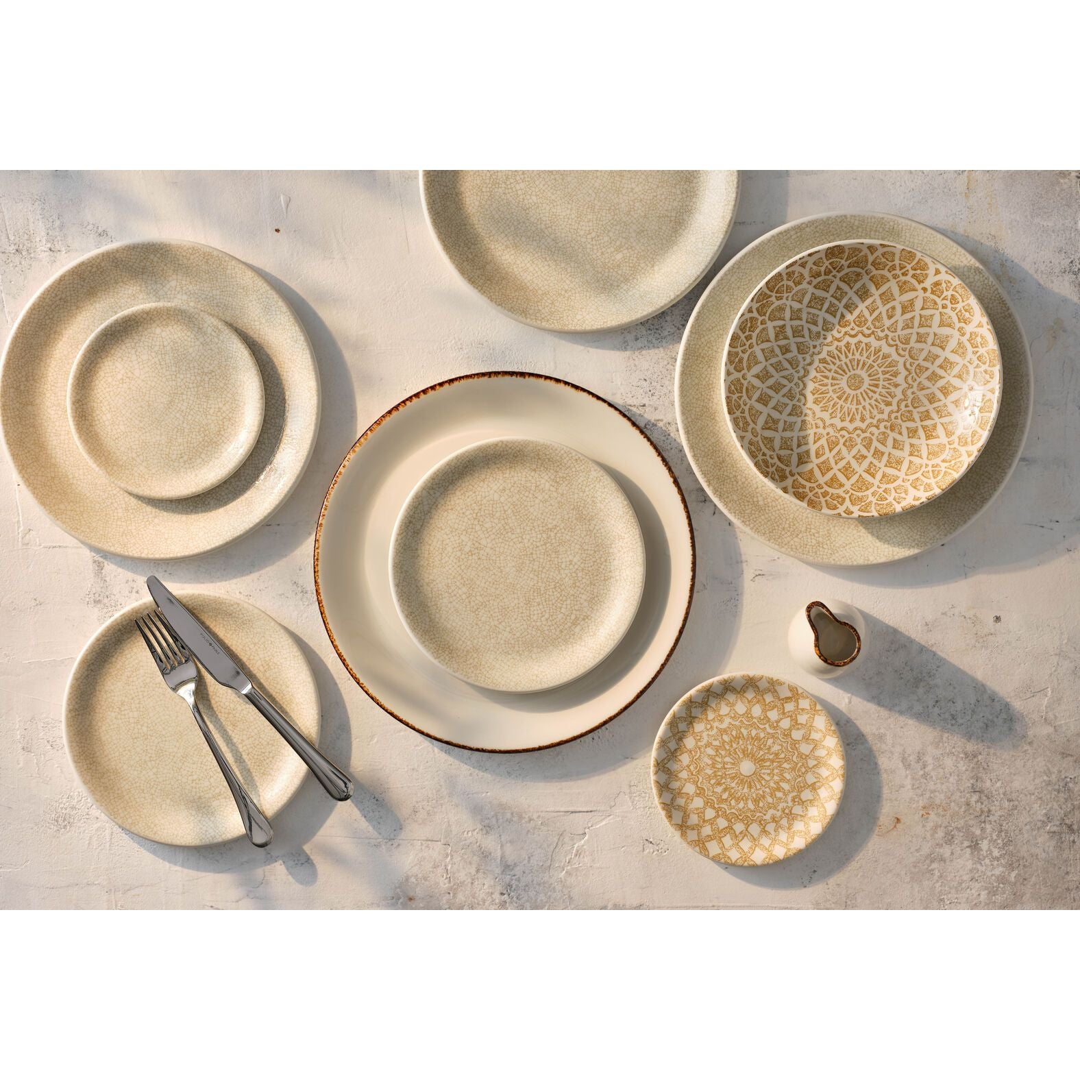 Utopia | Tableware | Ink Crackle Taupe Coupe Plate 15.25cm (6") | Bespoke77
