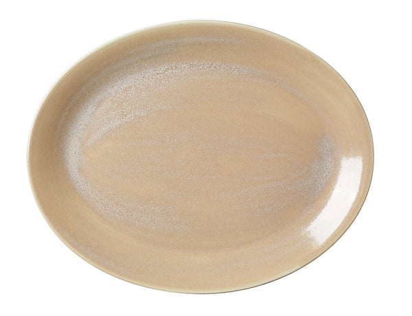 Utopia | Tableware | Revolution Sandstone Oval Coupe Plate 34.25cm (13 1/2") | Bespoke77