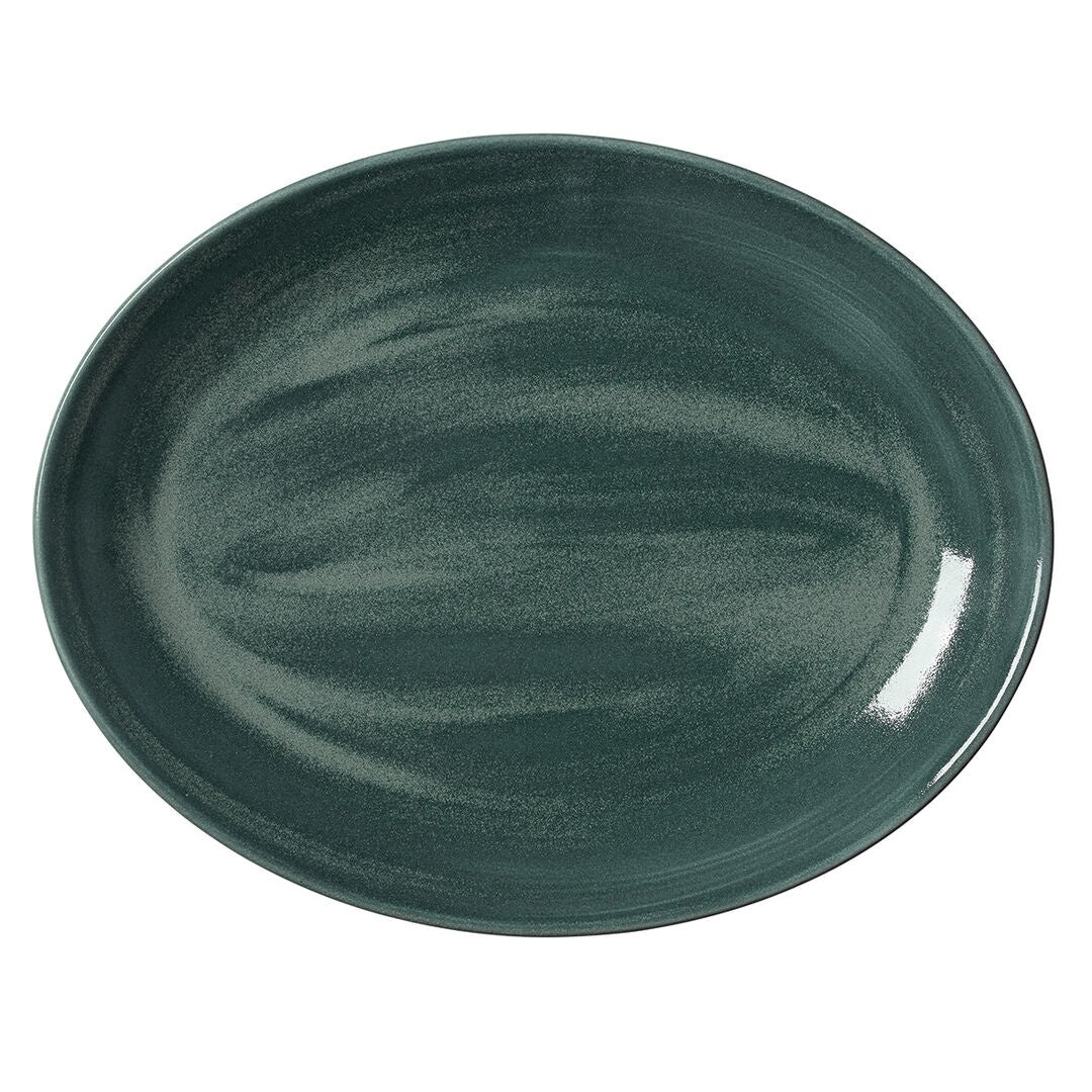 Utopia | Tableware | Revolution Jade Oval Coupe Plate 34.25cm (13 1/2") | Bespoke77