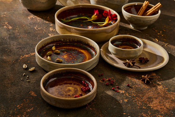 Utopia | Tableware | Aurora Vesuvius Amber Round Stacking Tray 10.25cm (4") | Bespoke77