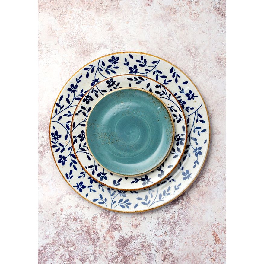 Utopia | Tableware | Flora Blue Coupe Plate 20.25cm (8") | Bespoke77