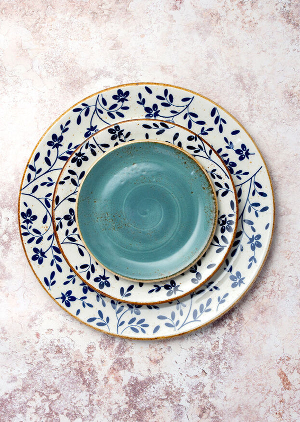 Utopia | Tableware | Flora Blue Coupe Bowl 25.5cm 120.25cl (10" 42 2/7oz) | Bespoke77