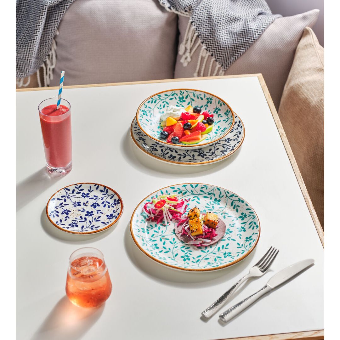 Utopia | Tableware | Flora Aqua Coupe Plate 28cm (11") | Bespoke77