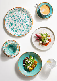 Utopia | Tableware | Flora Aqua Coupe Plate 20.25cm (8") | Bespoke77