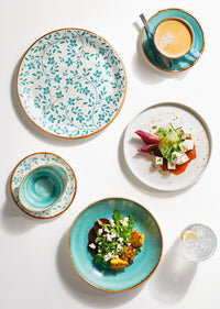 Utopia | Tableware | Flora Aqua Coupe Plate 20.25cm (8") | Bespoke77