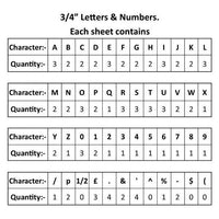 White 3/4 Inch Letter Set for Peg Boards
