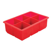 Red Silicone 2-Inch Ice Cube Mould with 6 Cavities