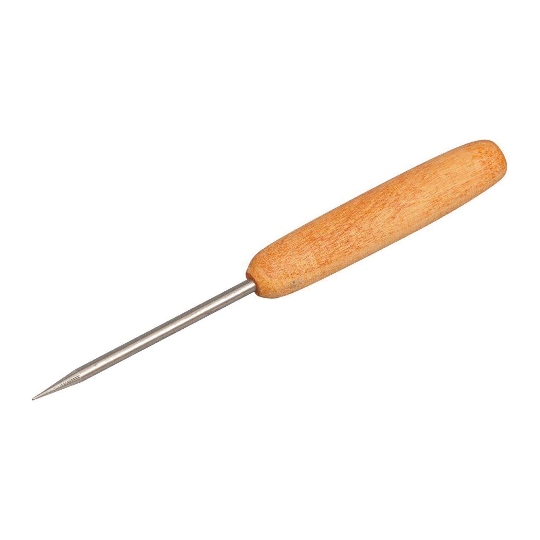 Premium Wooden Handle Ice Pick with Carbon Steel Point - 8" Long