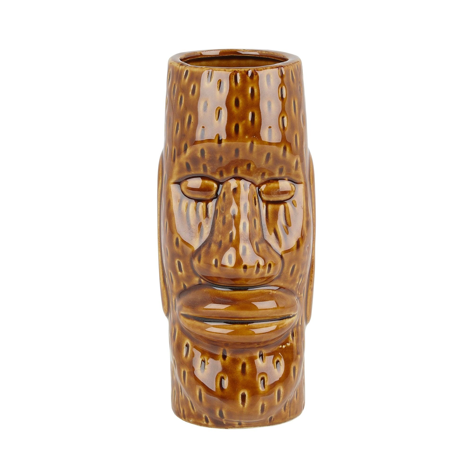Medium Brown Ceramic Easter Islander Tiki Cocktail Mug 450ml