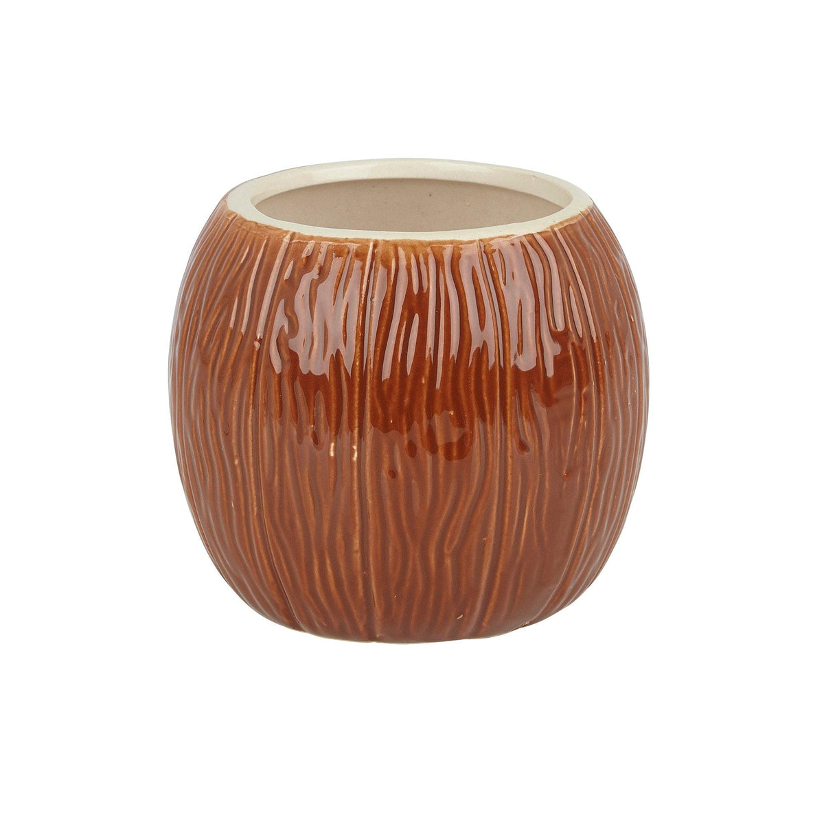 Medium Brown Ceramic Coconut Tiki Cocktail Mug 500ml