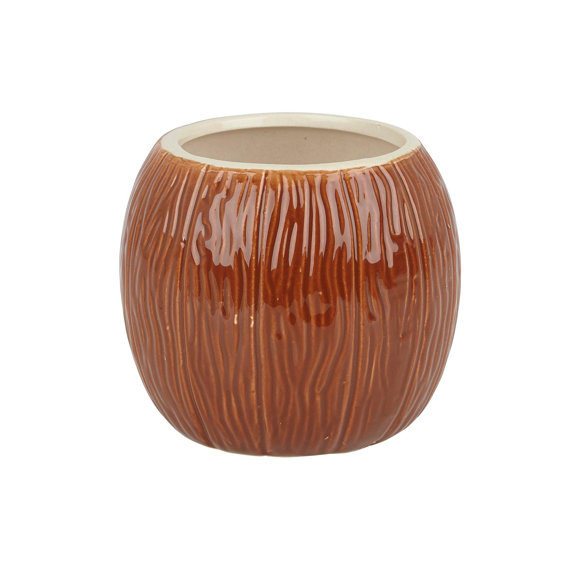 Medium Brown Ceramic Coconut Tiki Cocktail Mug 500ml