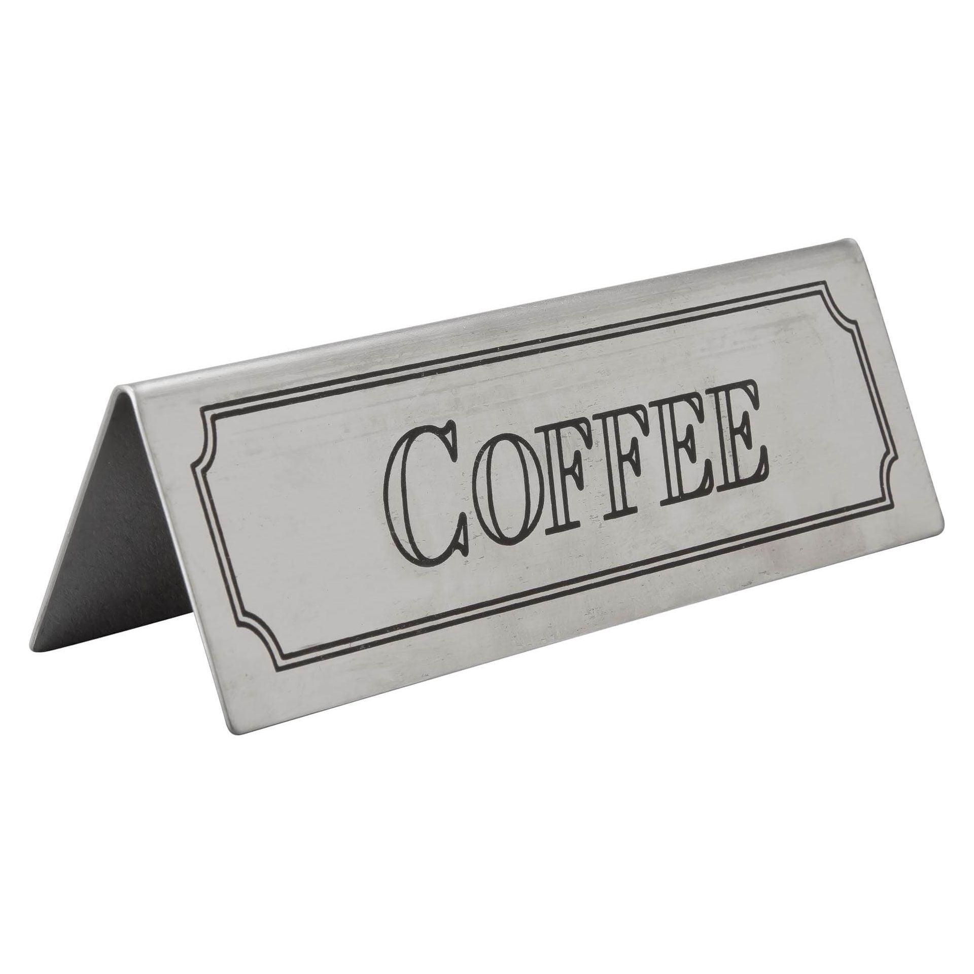 Sleek Stainless Steel Coffee Table Sign