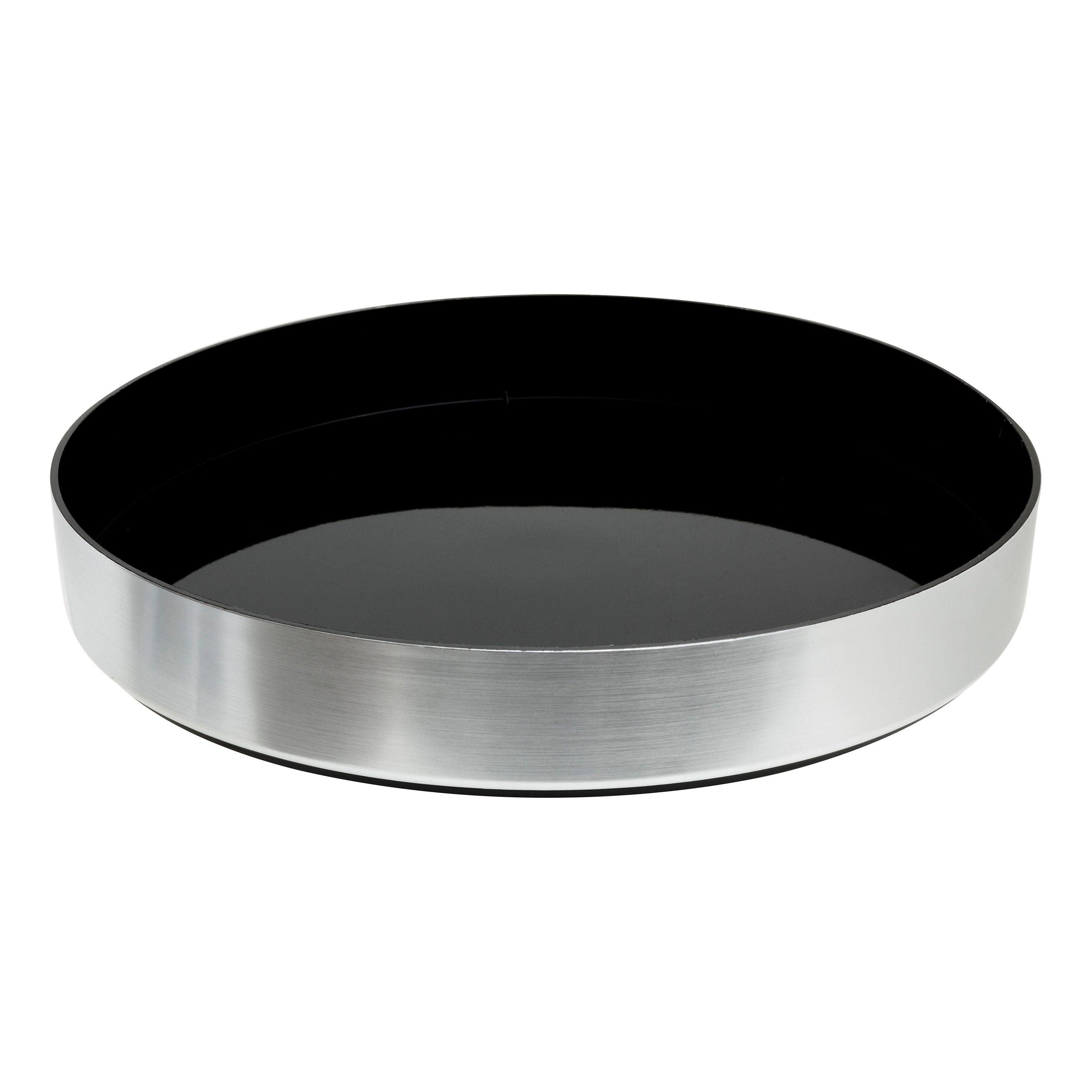 Premium 330mm Round Brushed Aluminium Effect Non Slip Tray