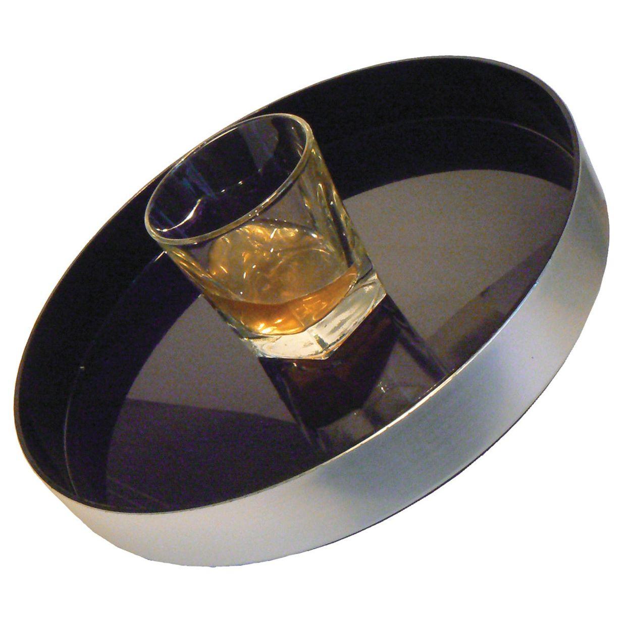 Premium 330mm Round Brushed Aluminium Effect Non Slip Tray