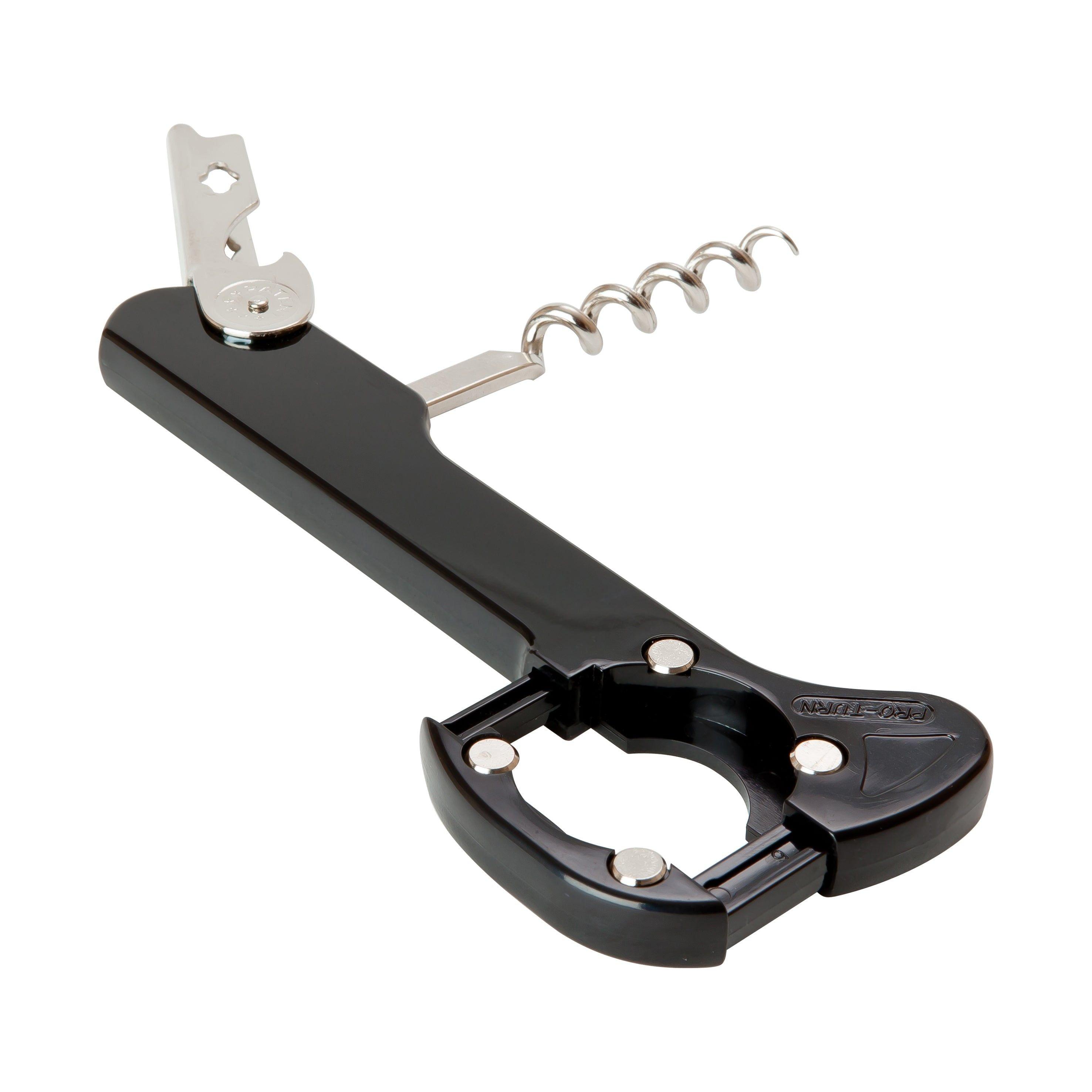 Sleek Black Bottle Opener Corkscrew With Foil Cutter