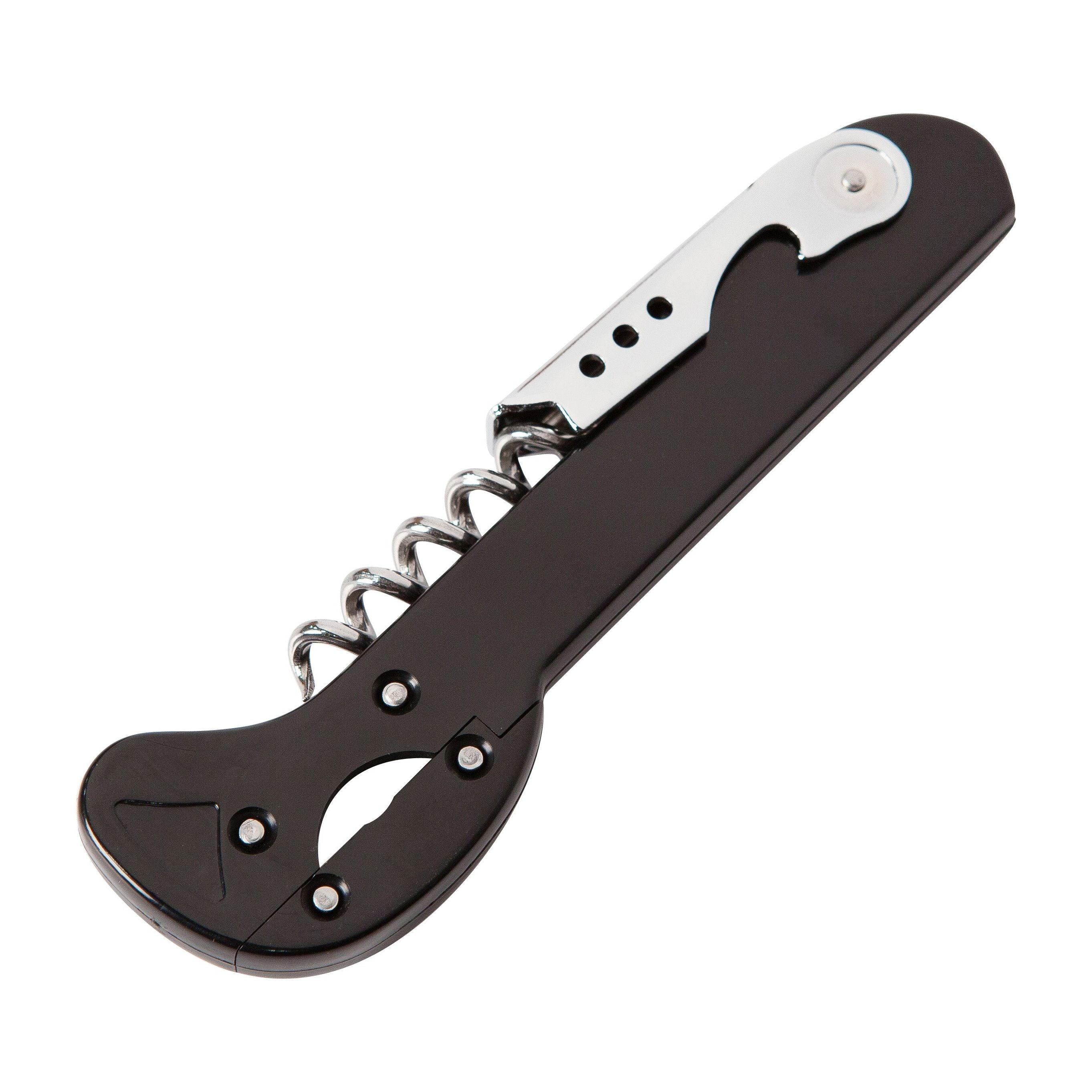 Sleek Black Bottle Opener Corkscrew With Foil Cutter