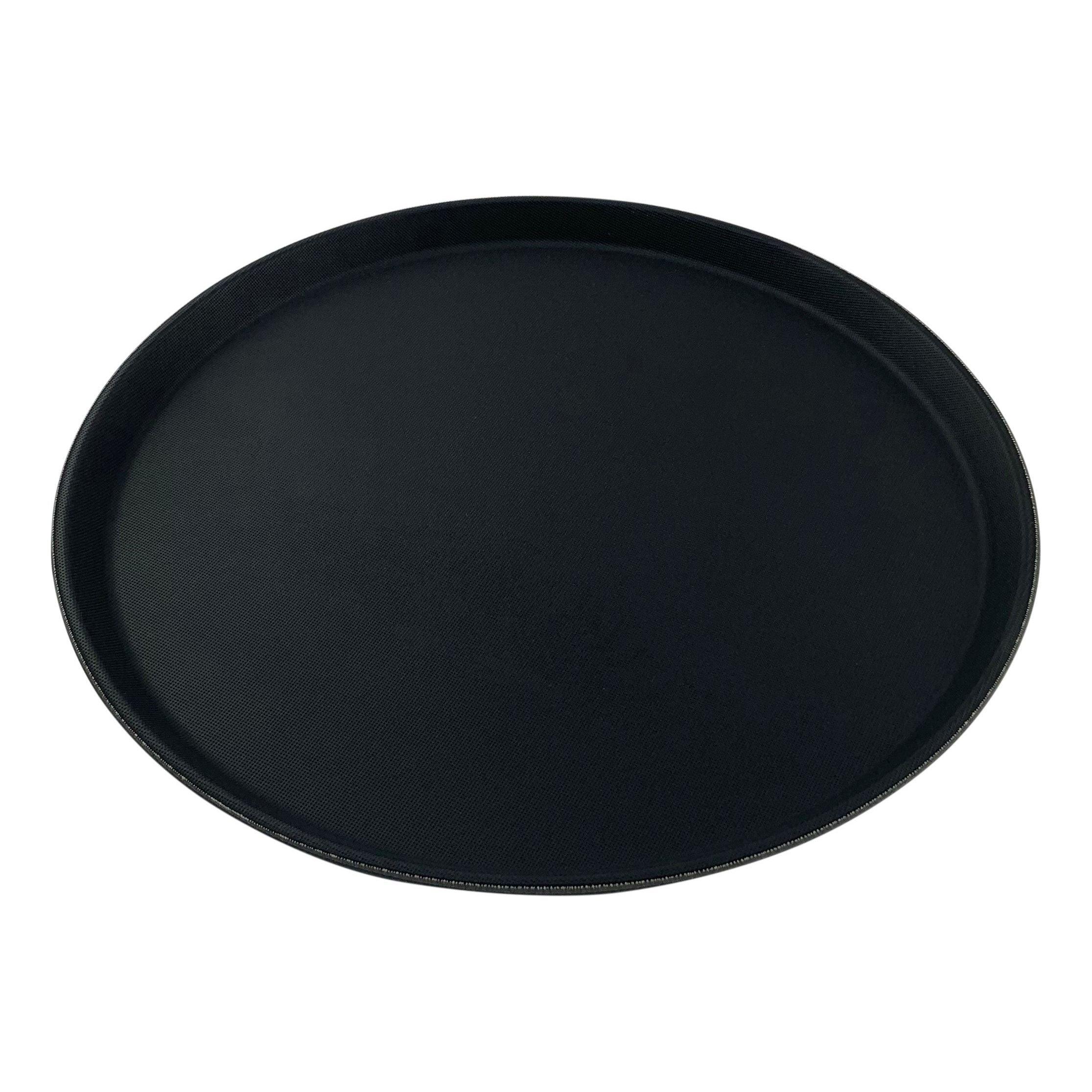Elegant 11 Inch Round Black Plastic Non Slip Serving Tray