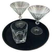 Elegant 11 Inch Round Black Plastic Non Slip Serving Tray
