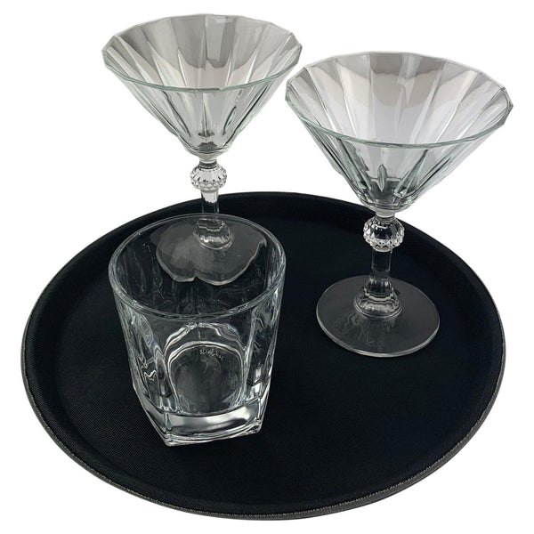 Elegant 11 Inch Round Black Plastic Non Slip Serving Tray