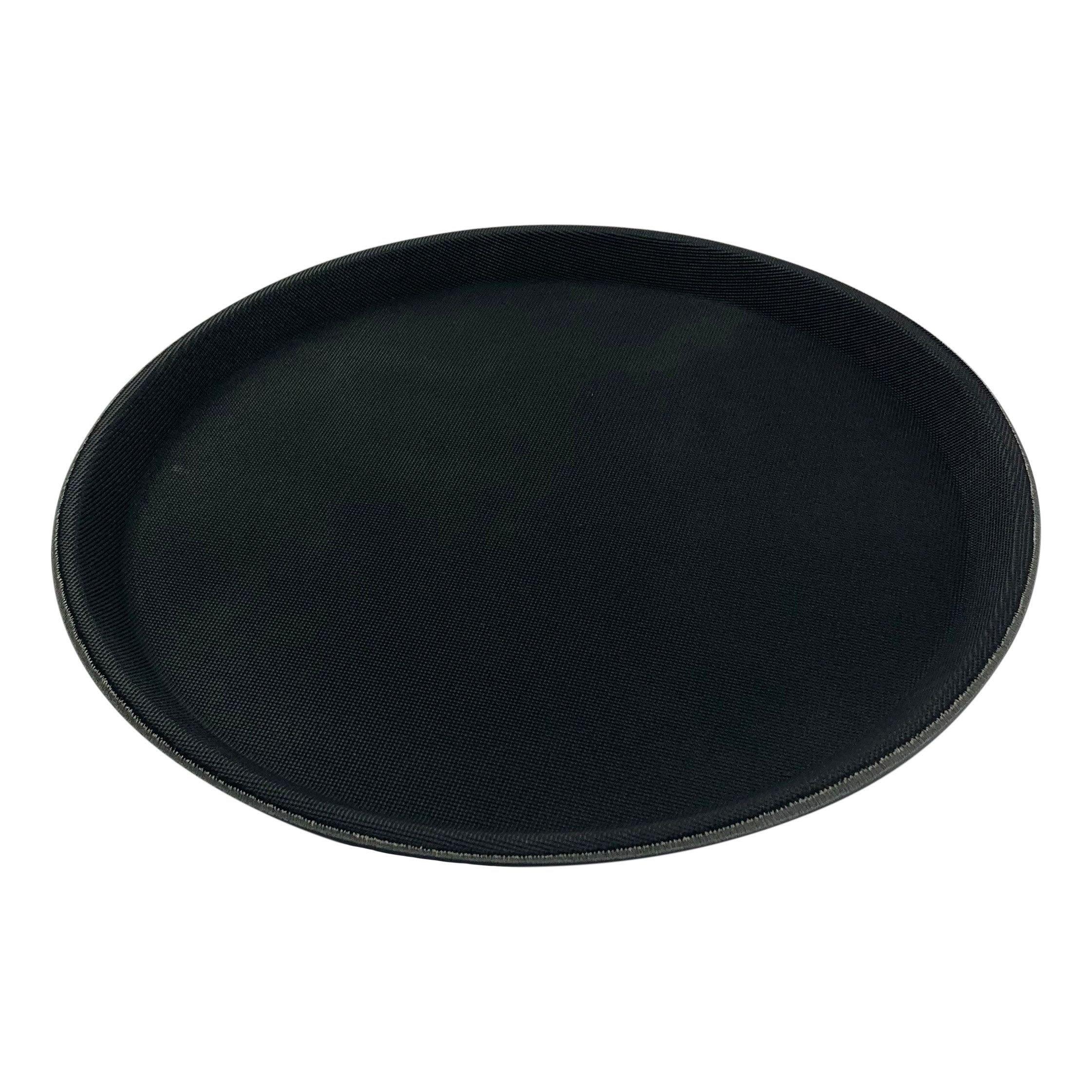 Black Plastic Non-Slip Serving Tray - 14 Inch Round