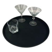 16 Inch Round Black Plastic Non Slip Tray