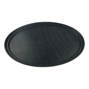 Elegant 27" x 22" Oval Black Non Slip Serving Tray