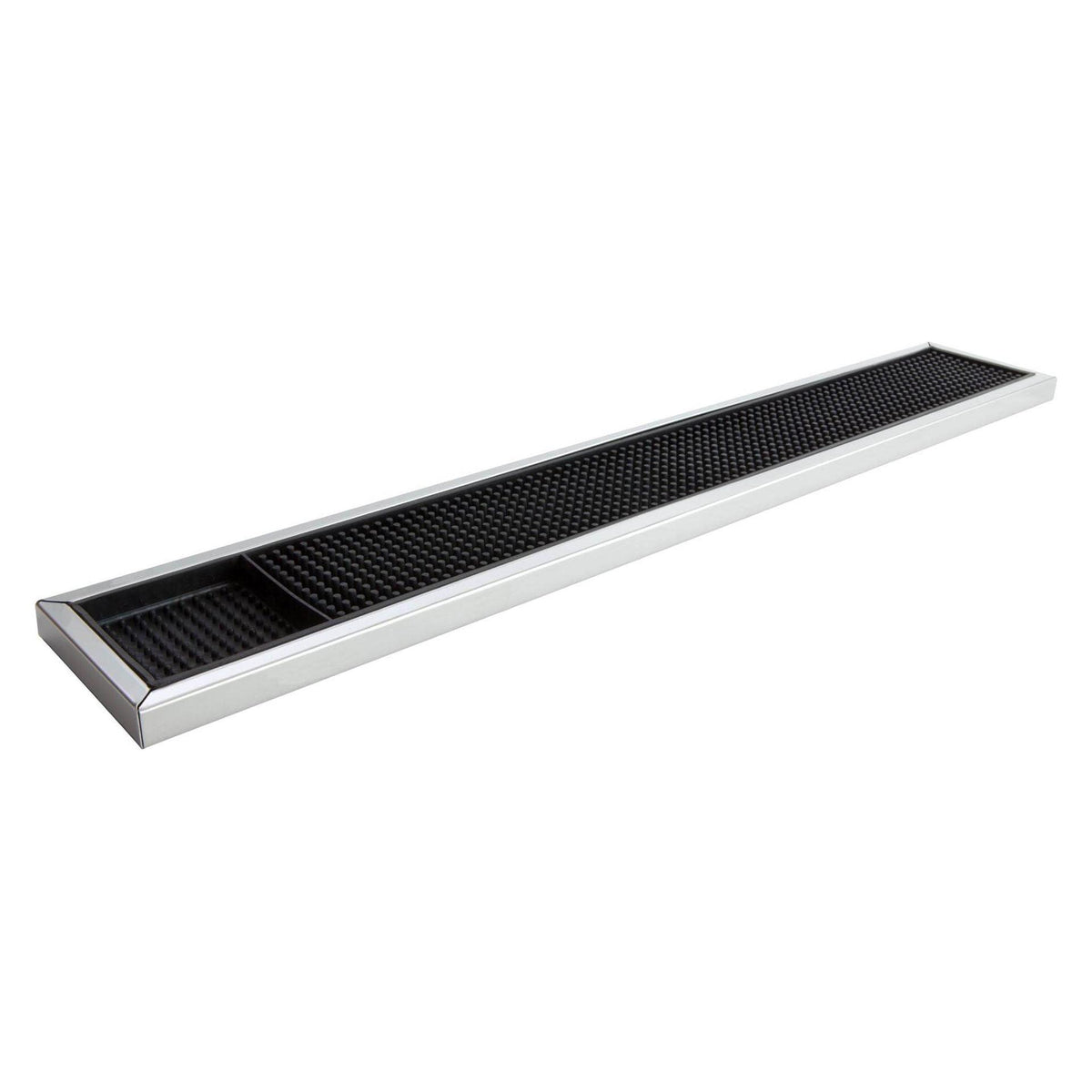 Luxury Black Rubber Bar Mat Set with Stainless Steel Frame