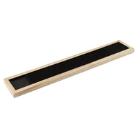 Premium Deluxe Black Rubber Bar Mat With Wooden Frame 24" x 4"