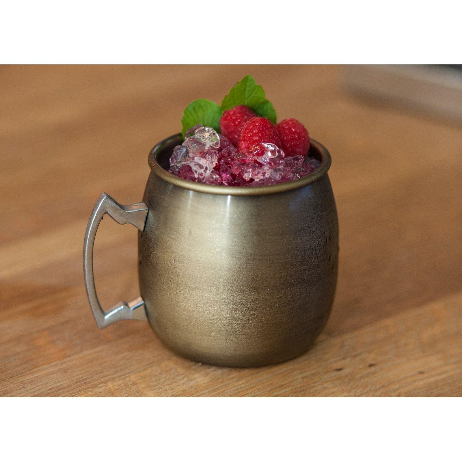 Antique Brass Plated Curved Moscow Mule Mug 500ml