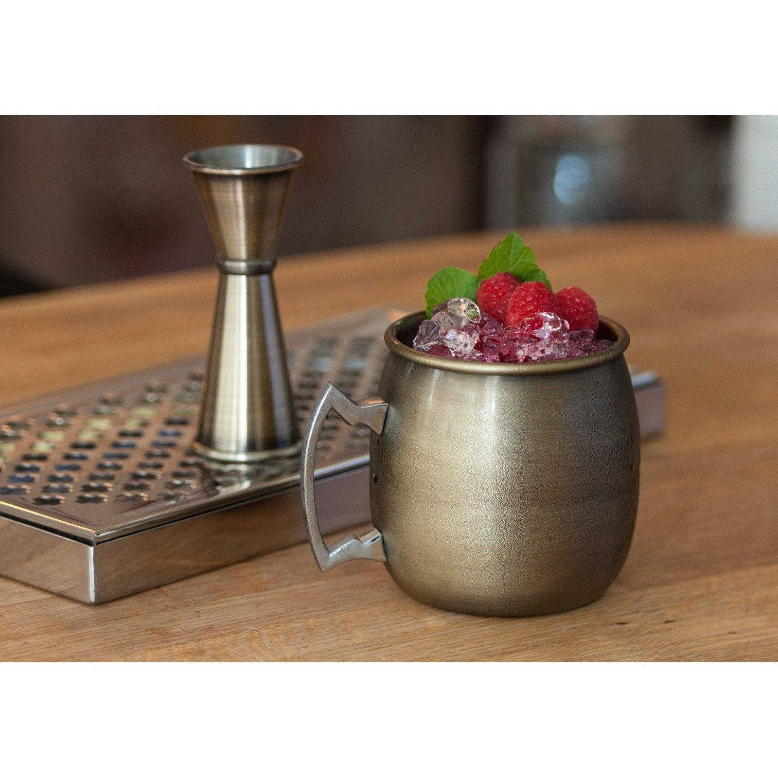 Antique Brass Plated Curved Moscow Mule Mug 500ml