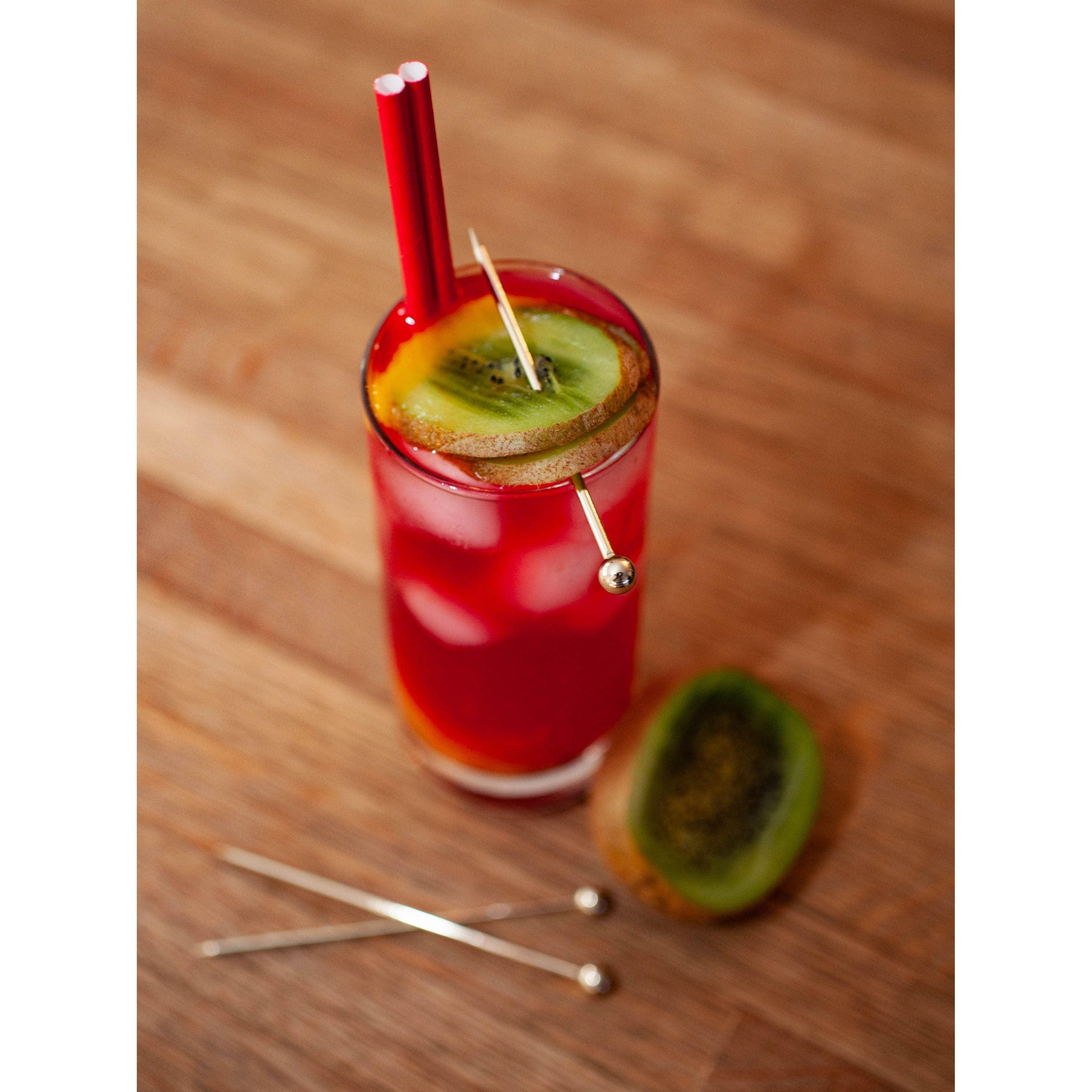 Gold Plated Ball Garnish Picks - Pack of 10