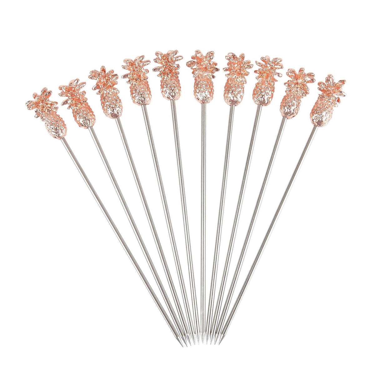 Copper Plated Pineapple Garnish Picks - Pack of 10